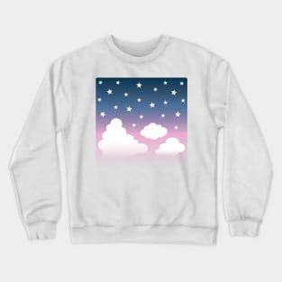 Clouds | Stars | Gradient | White Blue Pink Crewneck Sweatshirt